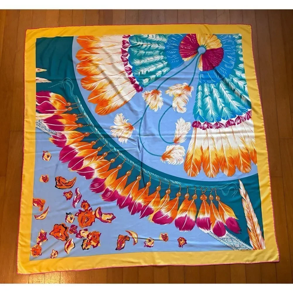 Vintage Silk Huge Brazil Scarf 53”